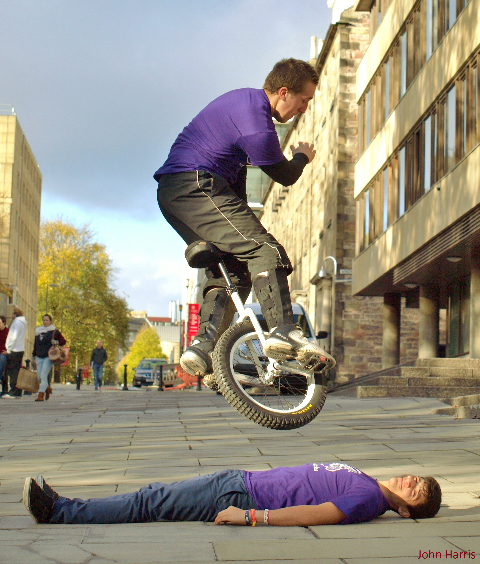 Extreme Unicyclist stunt performer