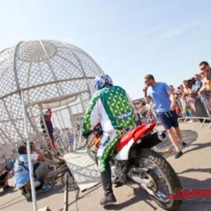 Globe of death motorcycle stunt show
