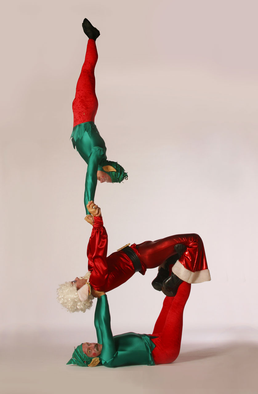 Elf santa acrobats