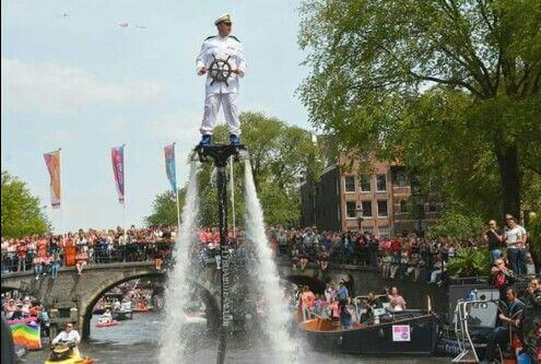 Water stunt shows on canals