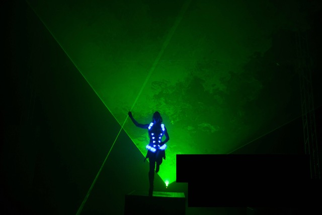 LED outfit worn by the female entertainer